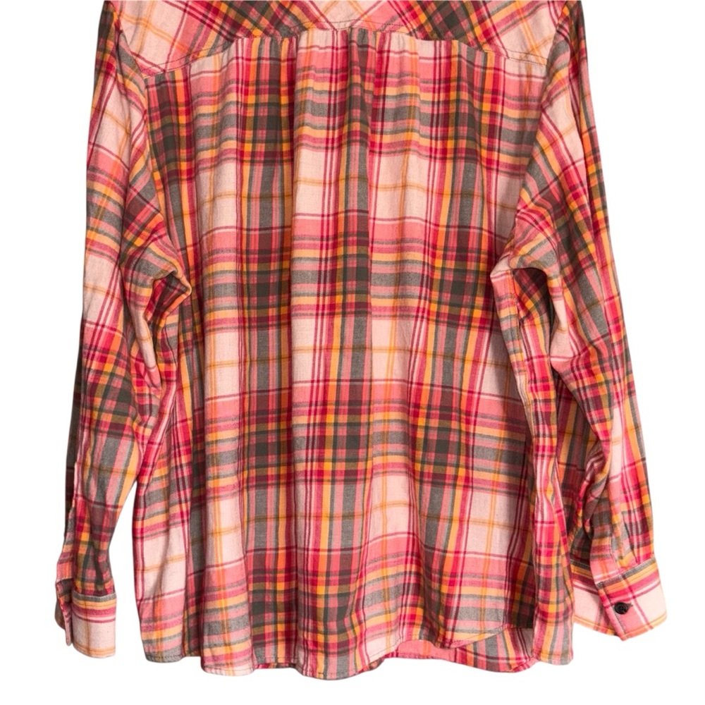 Lands End Boyfriend Fit Plaid Button Down Cotton Flannel Size 2X - Picture 7 of 12